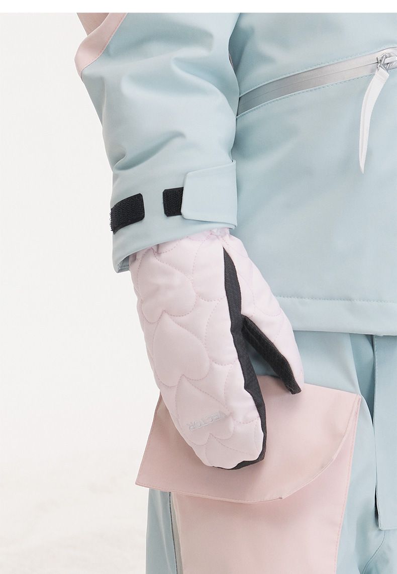 Mother & Kids Kinder-Skihandschuhe, fleecegefüttert, wasserdicht – warm und bequem für Wintersport (Blau-Grün-Farbverlauf, Gletscherrosa, Größe L)_voghion.com