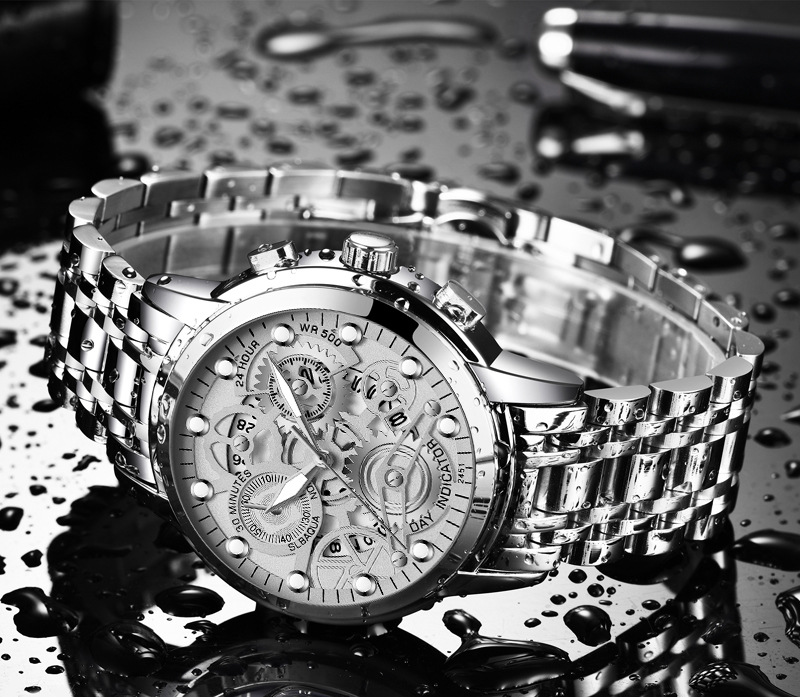 Quartz Movement Hollow Waterproof Watch Men's Fashion Calendar Watch Men_voghion.com