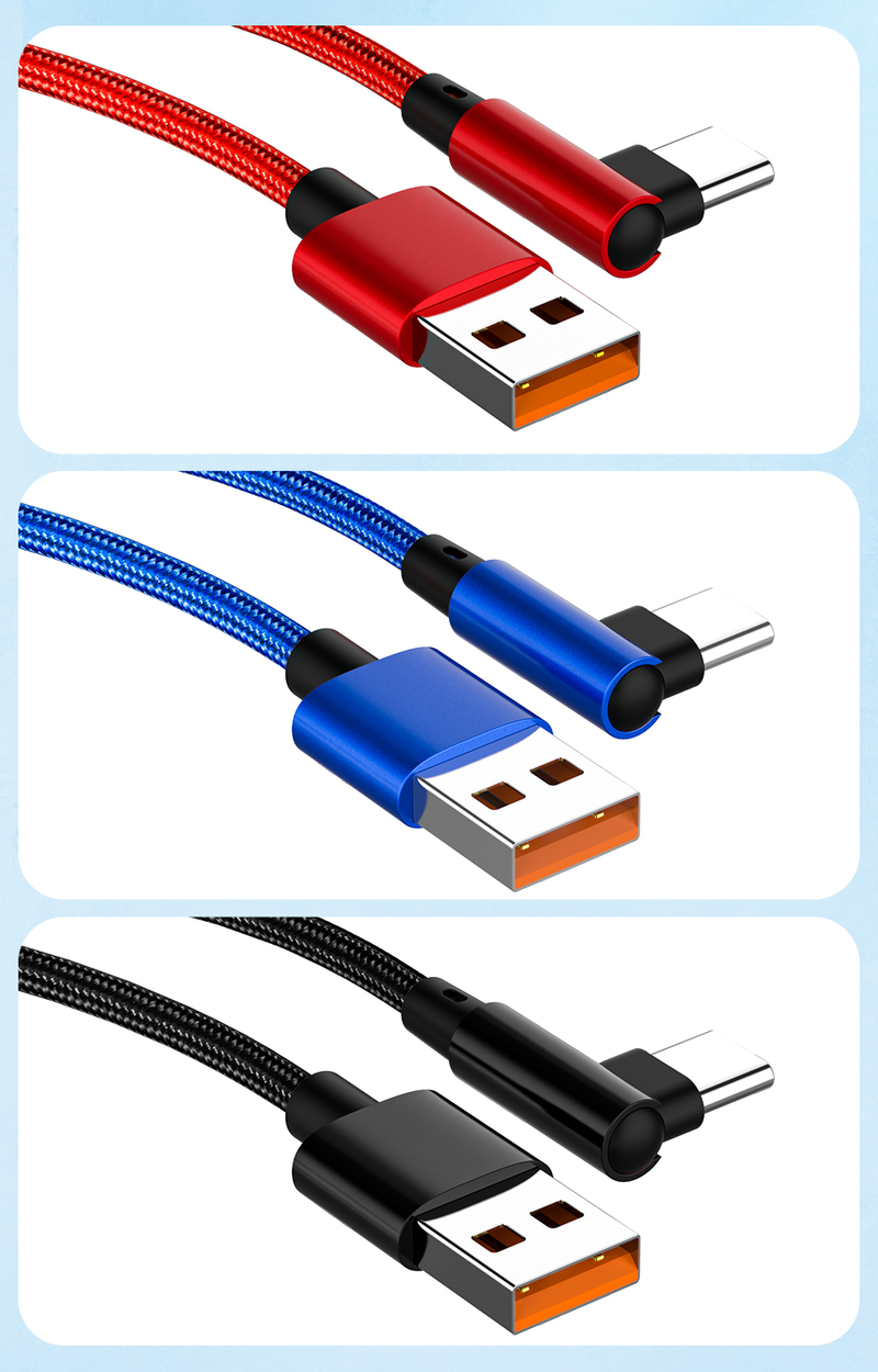 ca USB C 6A carga rápida C ca adecuado para teléfonos Samsung, Xiaomi, Huawei, Hongmi, datos de carga de 90 grados 66W_voghion.com