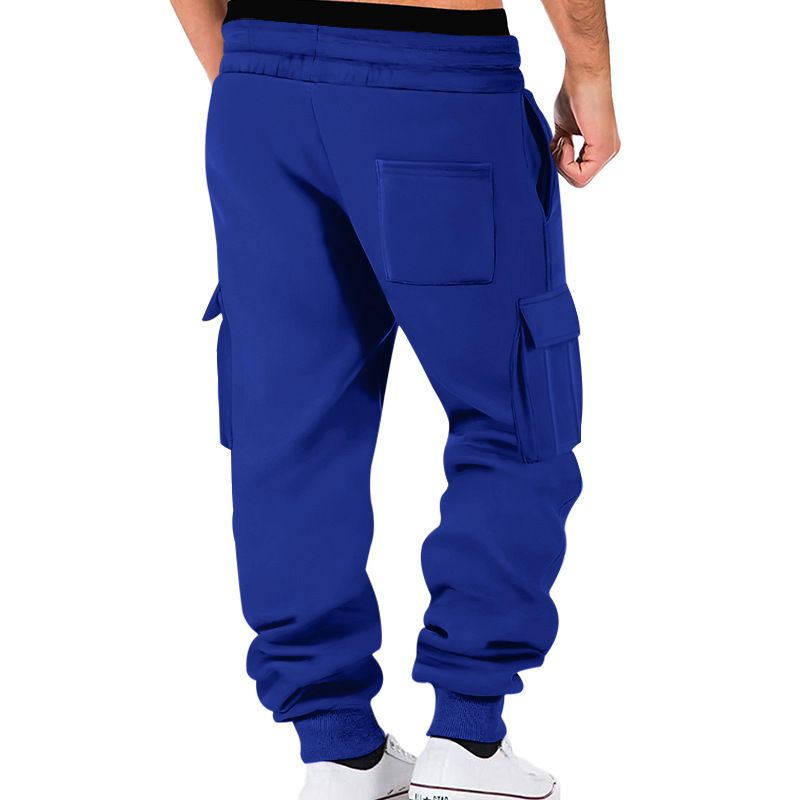 Pantalon cargo en polaire pour homme – Pantalon de jogging chaud pour l'hiver avec cordon de serrage à la taille et poches multiples (10 couleurs, S-XXXL)_voghion.com