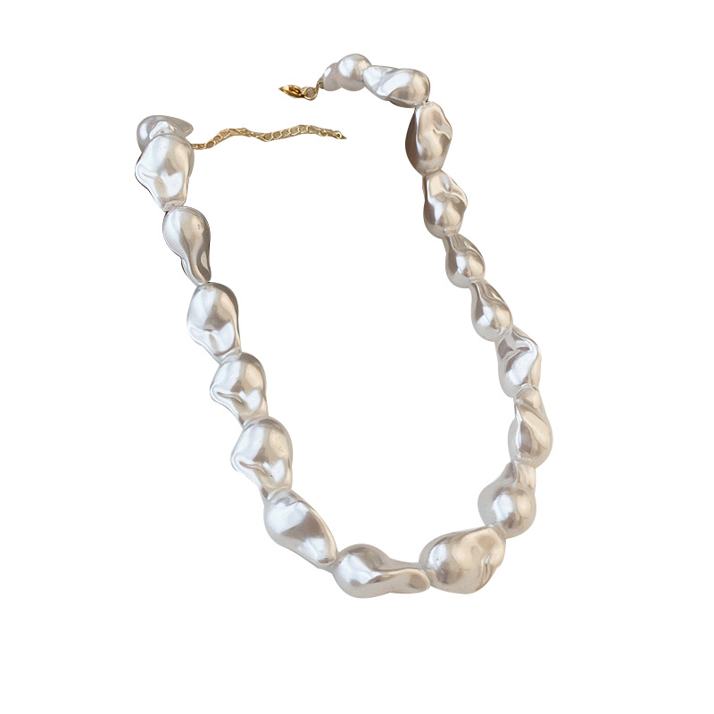 Koreanischer Persönlichkeitstrend Unregelmäßiger Perlenherzanhänger Modedesign Sinn für Schlüsselbeinkette Elegante Halskette für Frauen_voghion.com