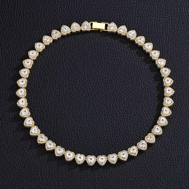 Collana con catena cubana hip hop per uomo e donna con ciondolo in zircone a forma di cuore, collana in lega per uno stile street alla moda_voghion.com