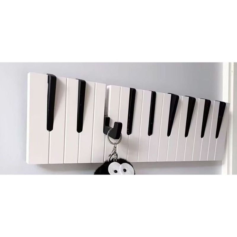 Piano Creative Decorative Wall-mounted Coat Rack Bedroom Entrance Home Wall Decoration Row Drilled Adhesive Hooks_voghion.com