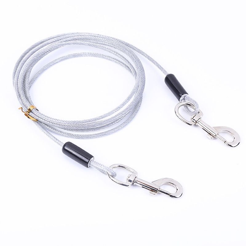 Double-Headed Two-in-One Extended Iron Steel Wire Pet Supplies Training Leash Dog Chain Traction Rope_voghion.com