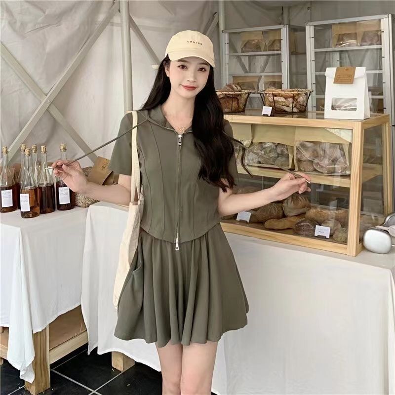 Ensemble deux pièces pour femme, tenue d'été décontractée, grande taille, short ample et amincissant à jambes larges_voghion.com