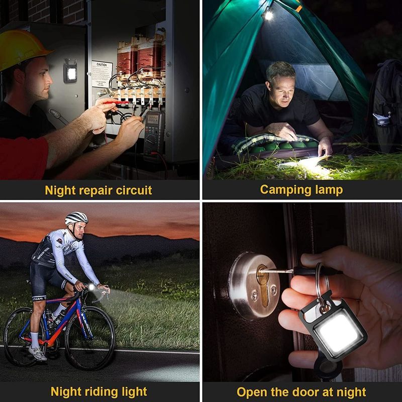 Cob Keychain Work Light 800 Lumens Rechargeable Waterproof Portable Led Small Flashlights 4 Modes (2 Pack)_voghion.com