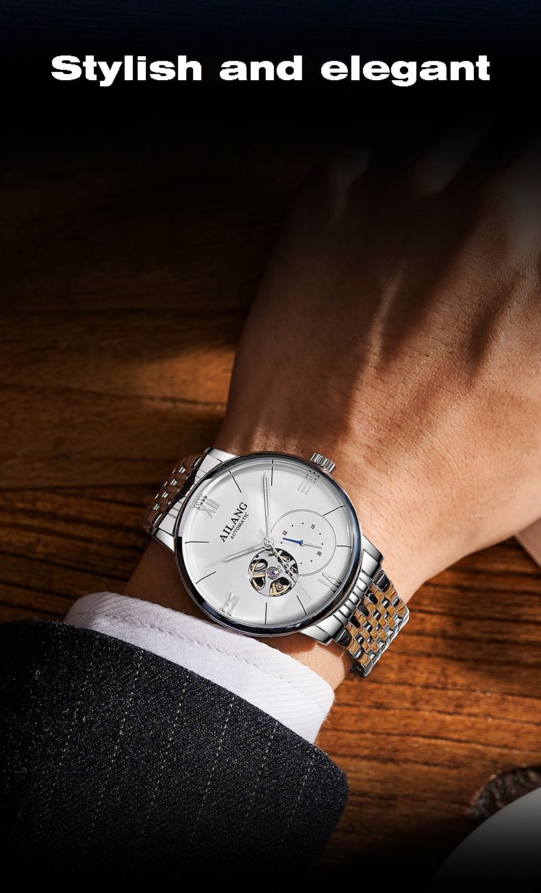 AILANG Orologio da polso da uomo classico con tourbillon, impermeabile, automatico, in acciaio inossidabile, di lusso_voghion.com