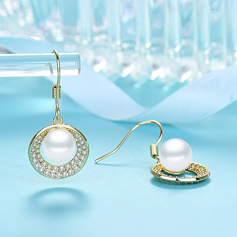 Sterling VENUS Sier Lnlaid Zircone Perla Pendente Rotondo Cerchio Orecchini Donna Orecchini Gioielli Regali Chi_voghion.com