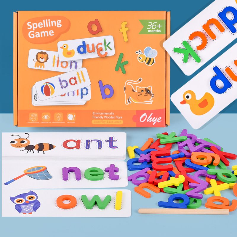 Kinder Frühe Bildung 26 Englisch Alphabet Karten Rechtschreibung Praxis Pädagogisches Spielzeug Wort Puzzle Spiel_voghion.com