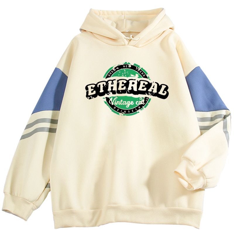 2024 Spring And Autumn New Color Block High-End ETHEREAL Printed Cool Internet Celebrity Long Sleeve Sweatshirt_voghion.com