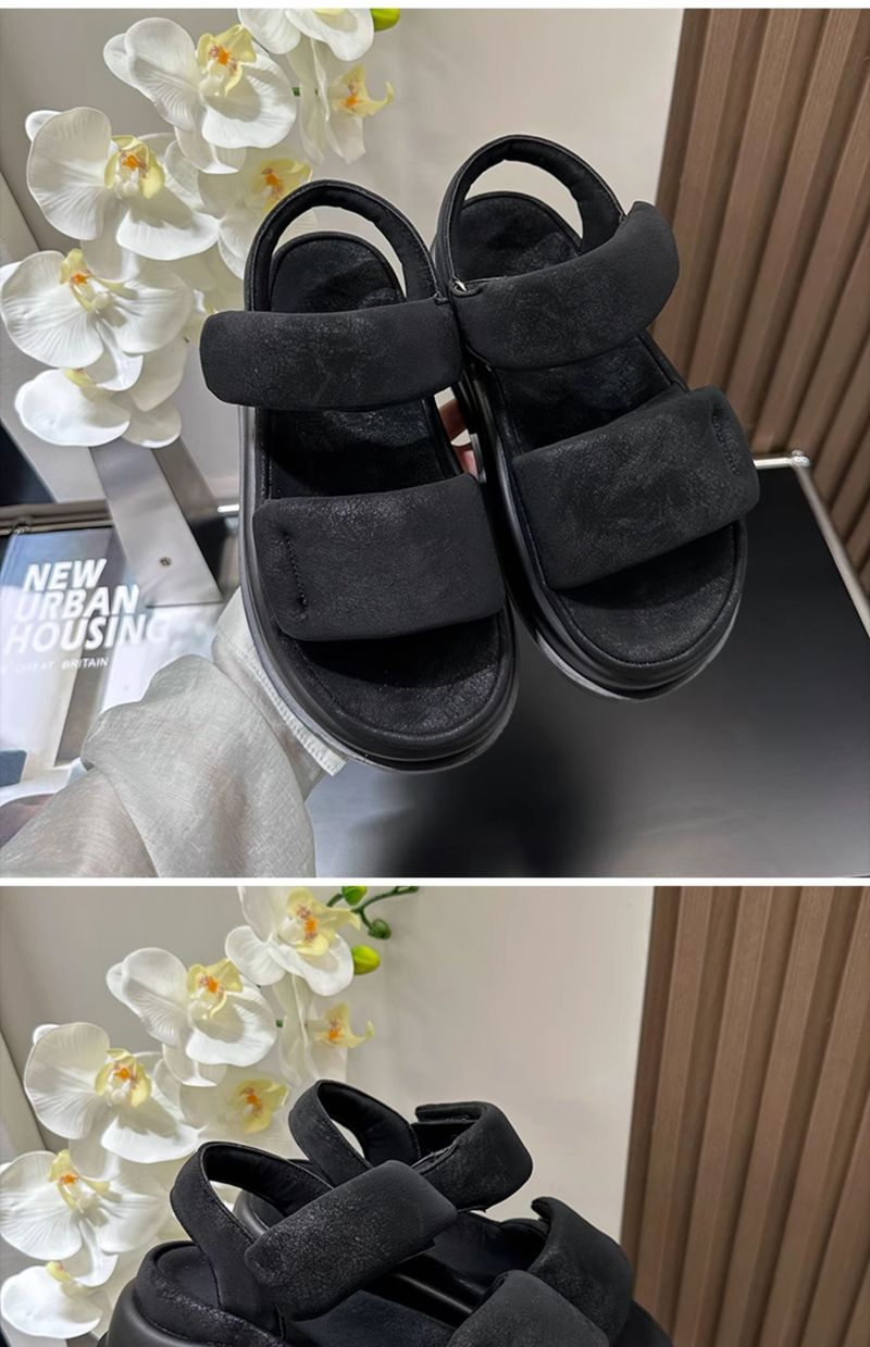 Dicke Sohle Klettverschluss Sandalen für Frauen 2025 Neue Sommer Outdoor Strand Schuhe Slip-On Casual Slides_voghion.com
