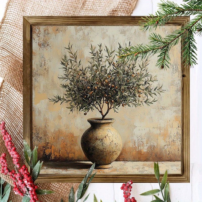8x8 Rustic Olive Tree Wood Sign Vintage Farmhouse Wall Art For Home/Office No Batteries Needed Perfect Gift ,for Art Lovers Christmas/Easter/Birthdays_voghion.com