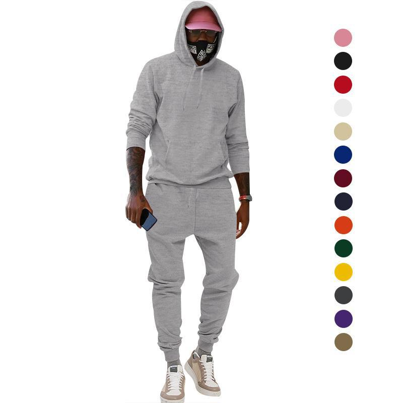 2024 Europese maat pluche trui met capuchon, sport-casual, stevige tweedelige losse sportkleding voor heren_voghion.com