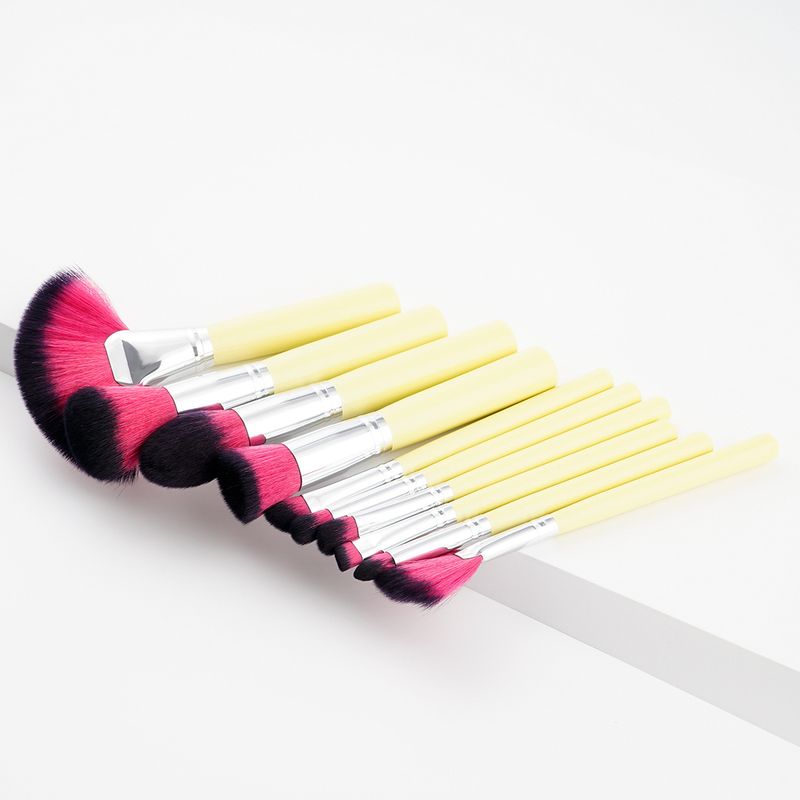 10 pcs makeup brush set makeup tools crackle/yellow handle/red handle fan brush GUJHUI_voghion.com