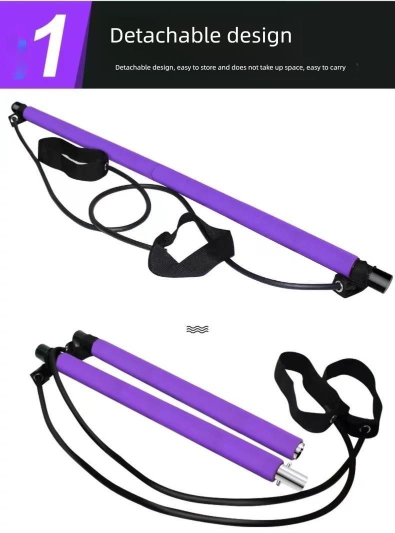 Bar Multi-Functional Fitness Stick Yoga Pilates Equipment Home Elastic Exercise Training Glute Resistance Band_voghion.com