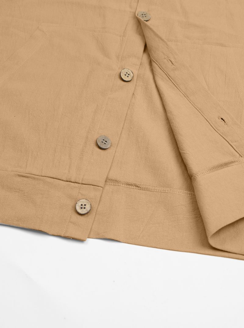 Camicia da uomo con bottoni, casual, ampia, in lino, semplice, con cappuccio, a maniche lunghe, primaverile e autunnale_voghion.com