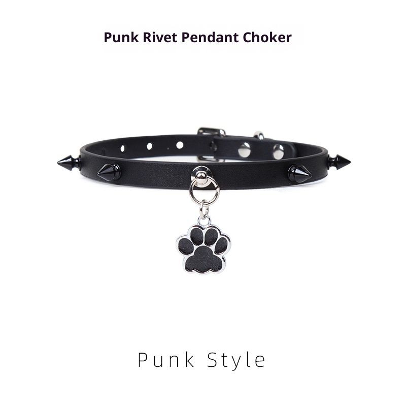 LuvBox SM Punk Dog Paw Tag Choker Collare da collo Guinzaglio Giocattoli sessuali per adulti Catena per clavicola_voghion.com