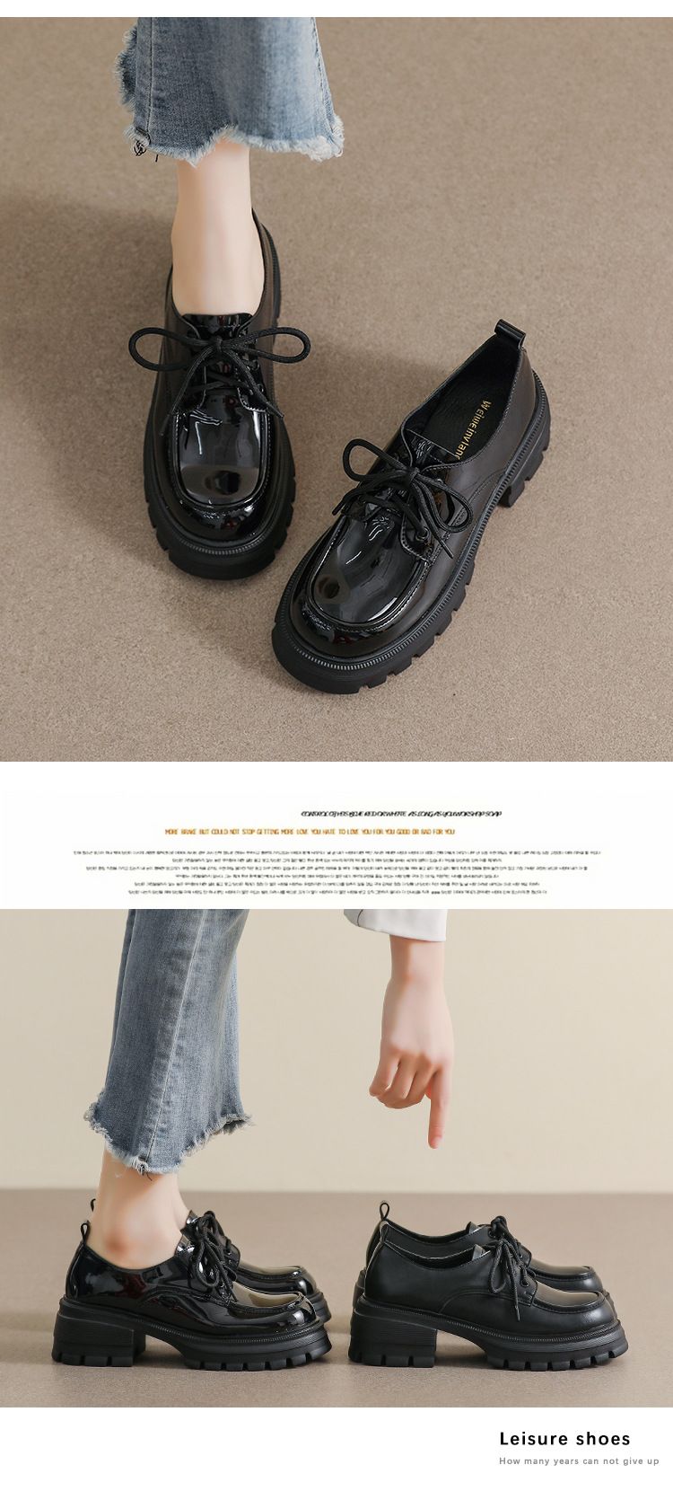 Scarpe da donna in pelle con suola spessa, stile college, piccole scarpe da uomo con lacci che aumentano l'altezza, scarpe singole da donna_voghion.com