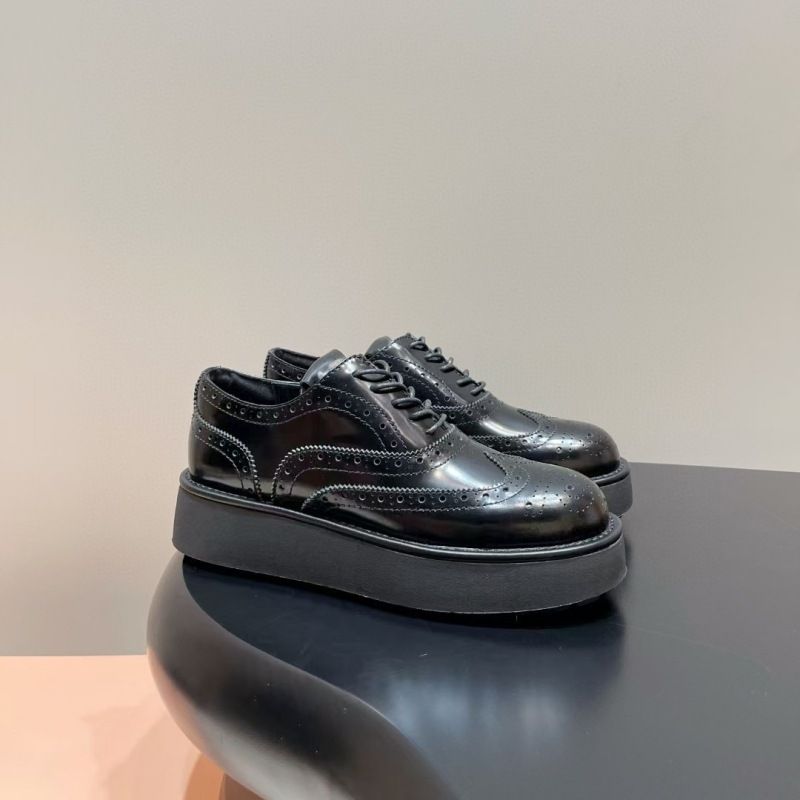 High Quality Guangzhou Releases 2024 Spring/Summer New MIU Lace Up Thick Soled Loafers, Flat Bottomed Leather Punched_voghion.com
