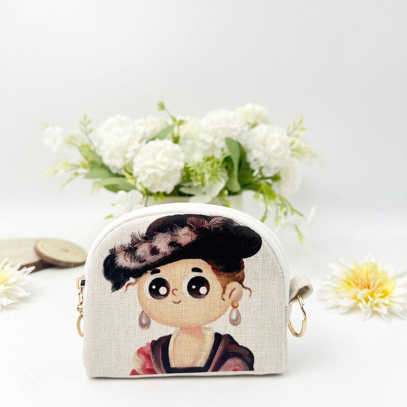 Digital Printed Zipper Coin Purse Shell Clutch Storage Key Small Bag Handmade Fabric Wallet Card Holder_voghion.com