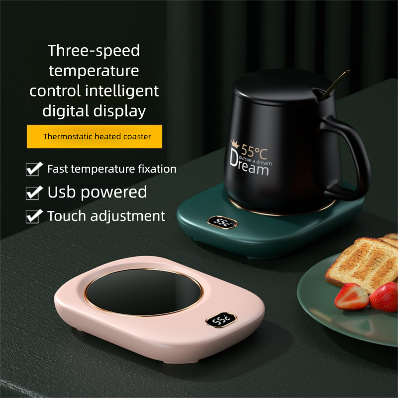 Tappetino riscaldante USB per tazze da caffè, 3 livelli di temperatura, calore costante di 55 °C, set regalo per tappetino riscaldante intelligente per scrivania da ufficio_voghion.com