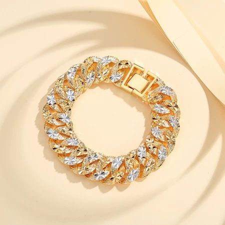 Bracciale largo in rame placcato oro, design di alta qualità, catena cubana_voghion.com