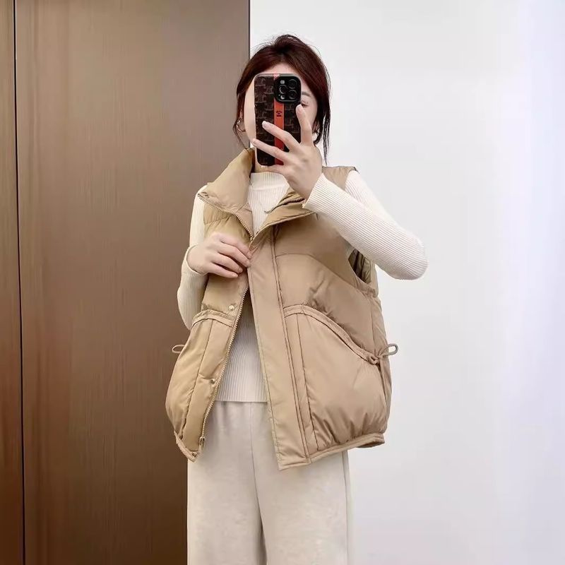 Gilet matelassé pour femme – Motif 3D et col montant zippé (Indispensable pour superposer les vêtements d'hiver légers)_voghion.com