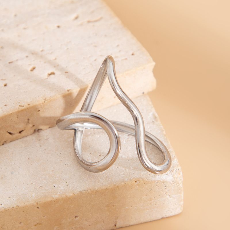 simple ins geometric smooth ring bracelet design sense irregular cross open joint ring_voghion.com