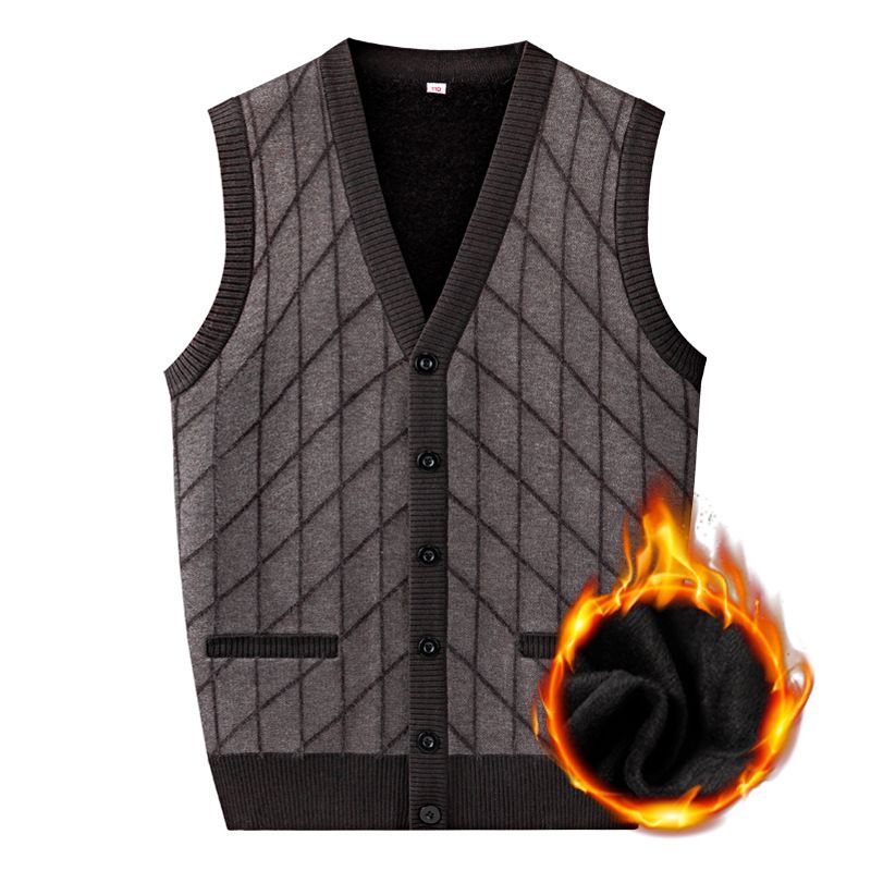 Papas Strickjacke für Männer mittleren Alters und ältere Menschen, ärmellos mit V-Ausschnitt für Männer ab 60 Jahren, Unterhemd_voghion.com