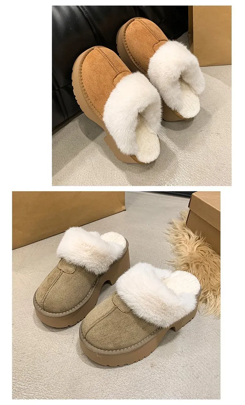 Nouvelles pantoufles de créateur pour femme, livraison gratuite, pour l'intérieur et l'extérieur, confortables et chaudes, en laine épaisse, style vintage, couleur kaki._voghion.com