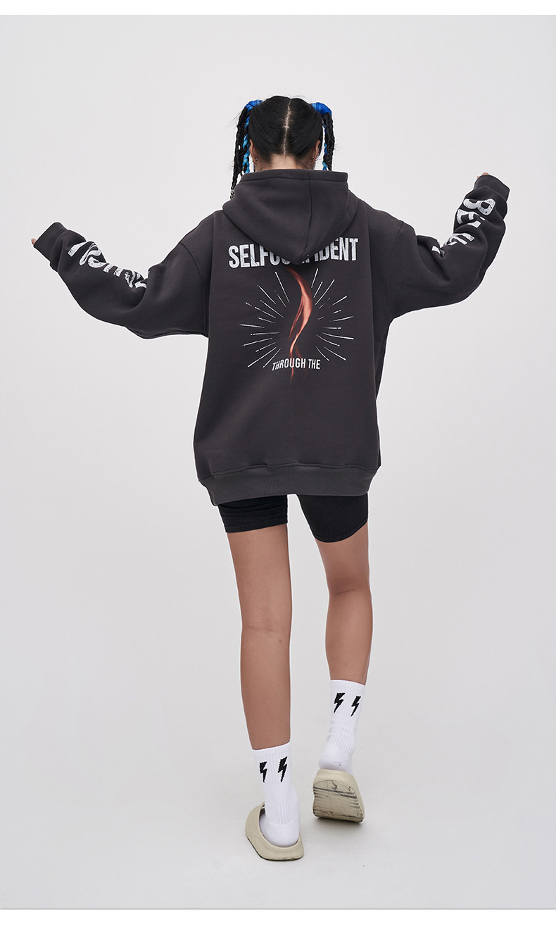 Herrenbekleidung, Baggy-Top, Kapuzenpullover, weiße Tinte, schwerer Digitaldruck_voghion.com