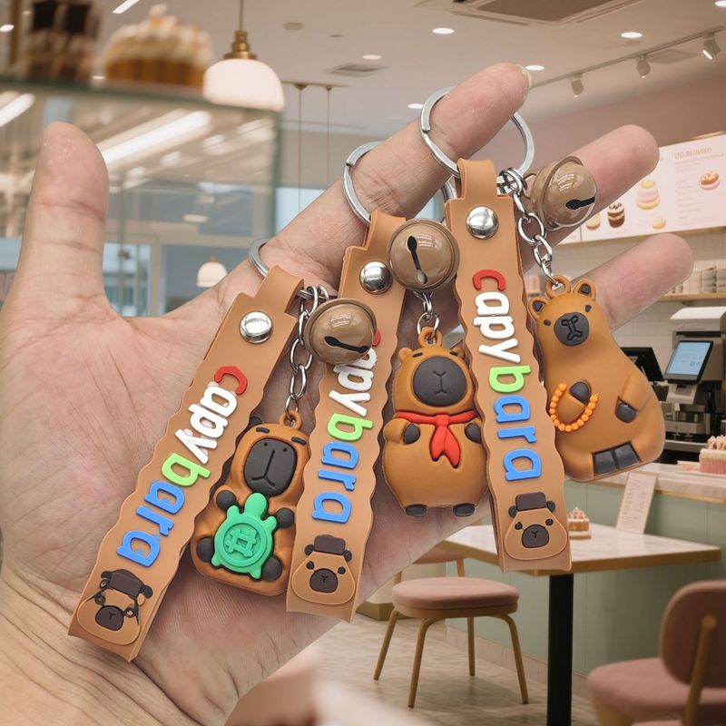Squisito zaino per studenti, portachiavi multifunzionale, ciondolo a forma di simpatico peluche a forma di capibara._voghion.com