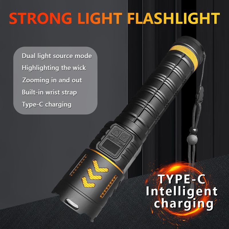 New Outdoor Camping High Brightness Telescopic Focus Rechargeable Multi-Function Long Battery Life Flashlight_voghion.com