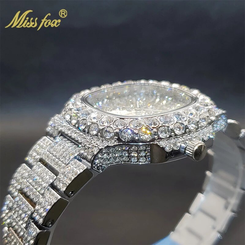 Pánské zlaté hodinky s ledovým diamantem, hip-hop, elegantní pánské quartzové hodinky s dvojitým ciferníkem, vodotěsné, letní_voghion.com