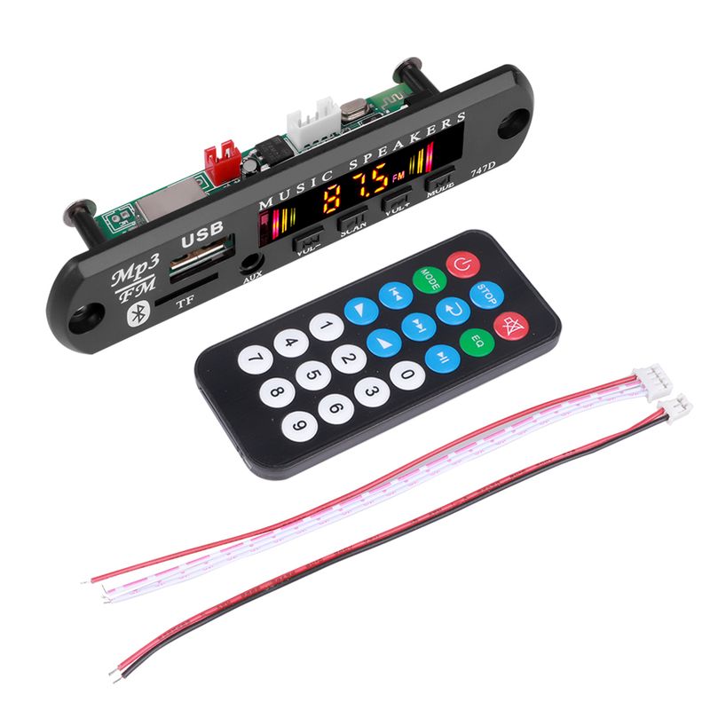 Kit Bluetooth 5.0 6V-24V Placa decodificadora MP3 sem fio WMA Módulo reprodutor de música automotivo Áudio sem perdas USB AUX TF Rádio_voghion.com