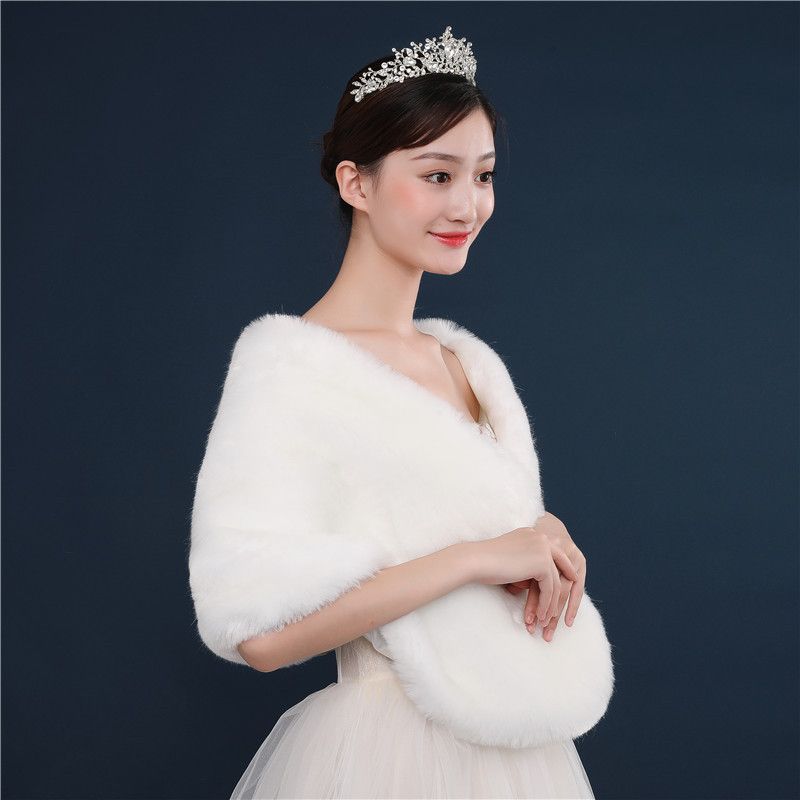 Abito da sposa Cheongsam con mantello caldo e tinta unita lavorato a maglia, stile autunno-inverno, nuovo, spesso, in lana bianca._voghion.com