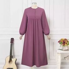 Abbigliamento da donna, abito lungo, abito largo, alla moda, casual, con maniche a lanterna_voghion.com