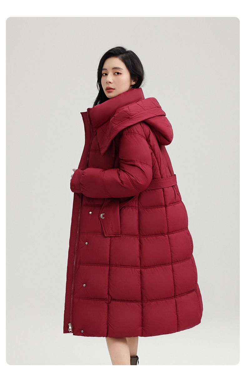 Langer Puffermantel mit Kapuze für Damen in Übergröße – Slim Fit Winterjacke mit Gürtel (M-XXXL) | Stylisch & Warm_voghion.com
