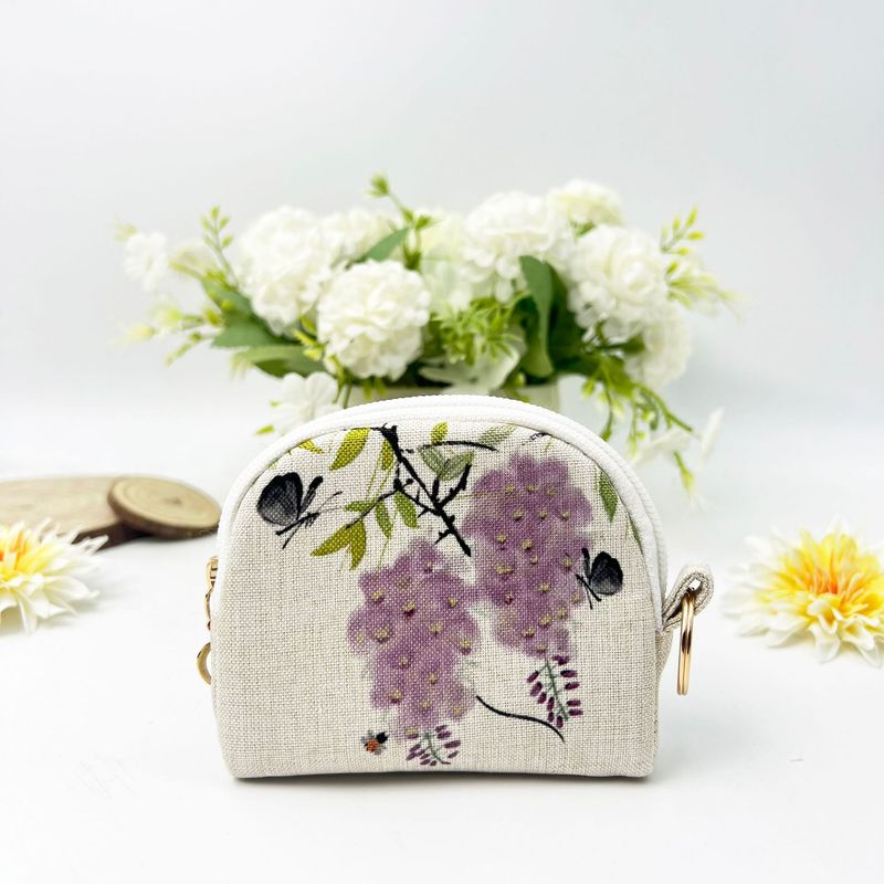 Digital Printed Zipper Coin Purse Shell Clutch Storage Key Small Bag Handmade Fabric Wallet Card Holder_voghion.com
