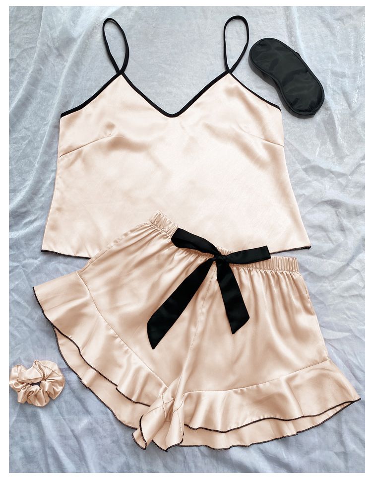 Sexy Hosenträgerrock Home Kleidung Damenmode Weste Shorts Set Home Silk Ice Silk Pyjamas_voghion.com