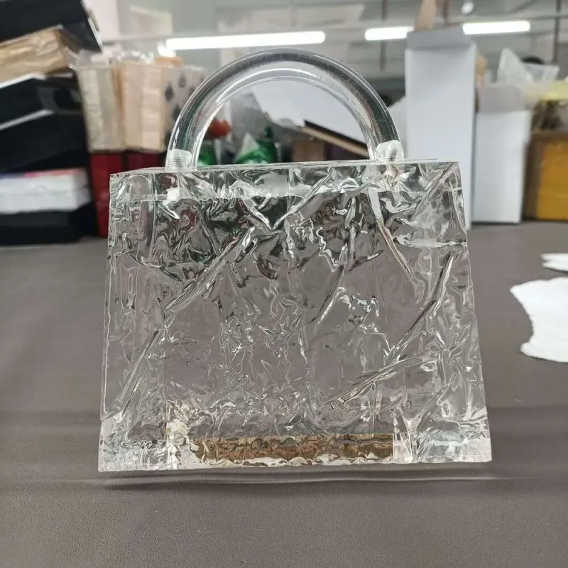 Nuova borsa da donna in acrilico trasparente con motivo Ice Crack da sera_voghion.com