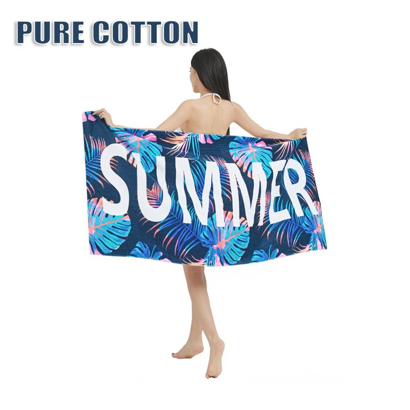 Bath Towels Printing Cut Terry Dense Water Absorption Seaside Swimming Pure Cotton Beach Towel_voghion.com
