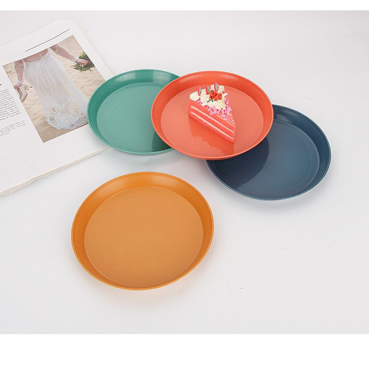 Piatti per snack in paglia di grano – Piatti rotondi ecologici da 15 cm per caffè, dessert e regali promozionali (set da 4, adatti al microonde)_voghion.com