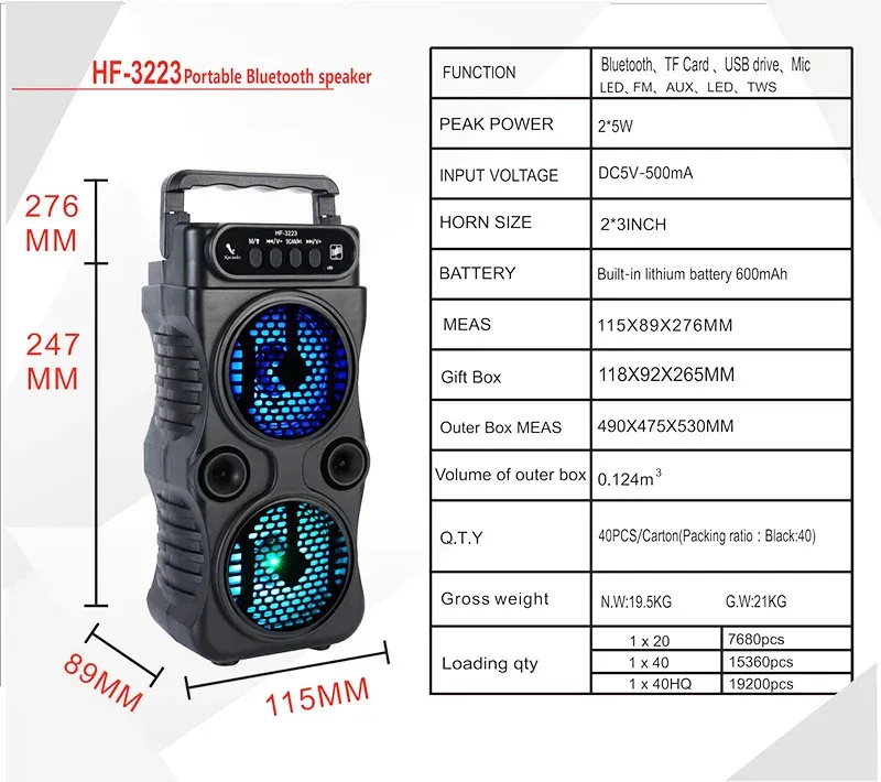 Outdoor Sound Column Subwoofer Wireless Home Karaoke System with MIC Portable Mini Caixa De Som Bluetooth Speaker Party_voghion.com