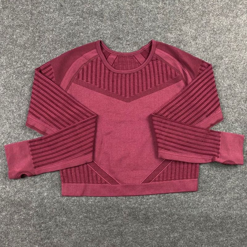 Abbigliamento da yoga da corsa ad asciugatura rapida da donna, aderente, traspirante, fitness cavo, a maniche lunghe, con gocce d'acqua congiunte._voghion.com