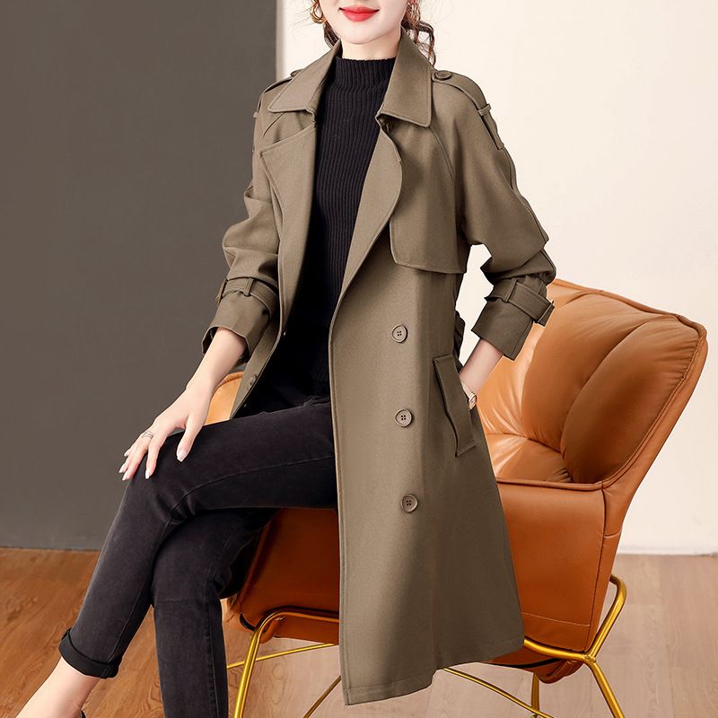 Trench britannico europeo per le donne, nuovo stile primaverile e autunnale, vestibilità aderente, versatile, giacca di media lunghezza_voghion.com