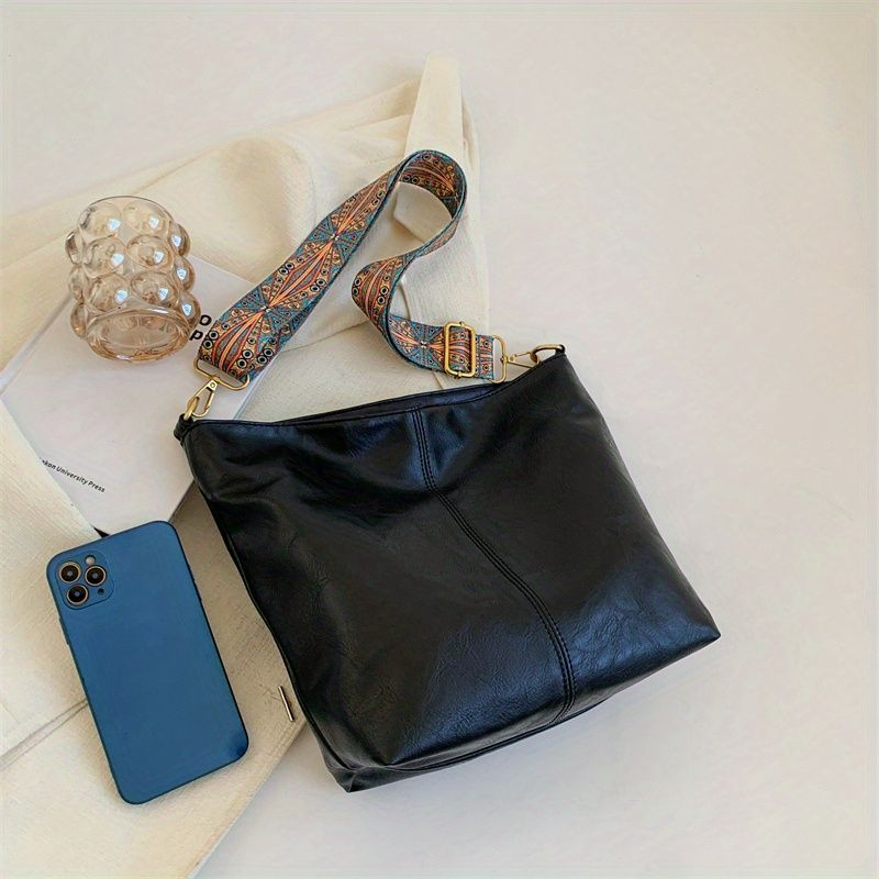 Borsa hobo vintage con tracolla geometrica, borsa a tracolla di grande capacità per lavoro e scuola_voghion.com