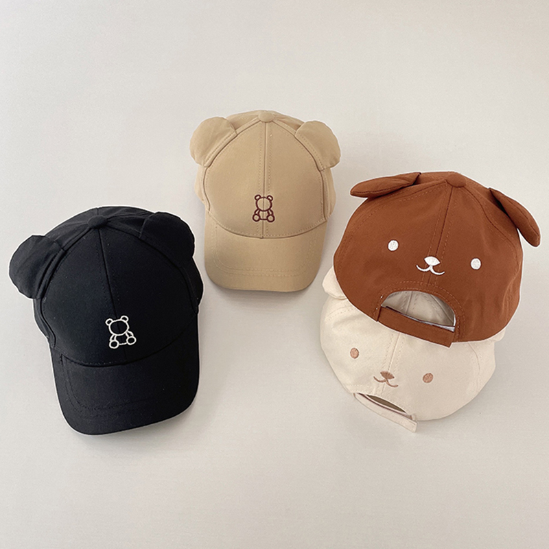 Sombrero Snapback de verano para niños, gorra de béisbol con bordado de oso bonito de dibujos animados para bebés y niños, sombreros de sol de algodón para niños_voghion.com