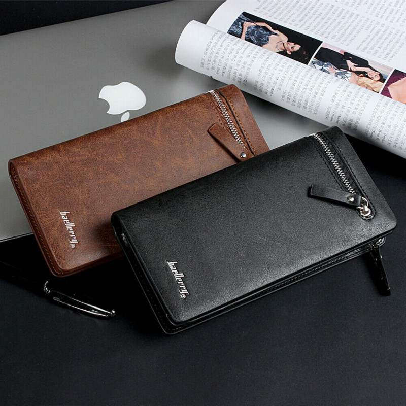 Vīriešu garais maciņš sajūga soma kredītkaršu turētājs maki Carteira Masculina Carteras Billetera Hombre PU ādas nauda_voghion.com