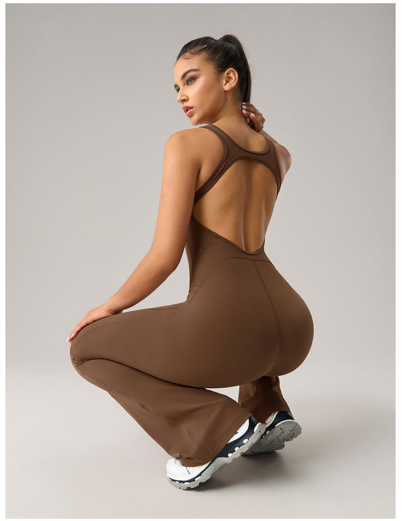 Avrupa ve Amerikan Kloş Yoga Tulumu Güzel Sırt Elastik Vücut Şekillendirici Fitness Kıyafetleri Dar Yelek Spor Giyim Kadın DLT006_voghion.com